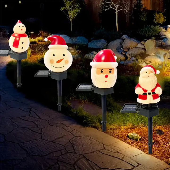Lampe de jardin solaire | Père Noël & Bonhomme de neige | Lumière d'extérieur LED | Étanche & Extérieur