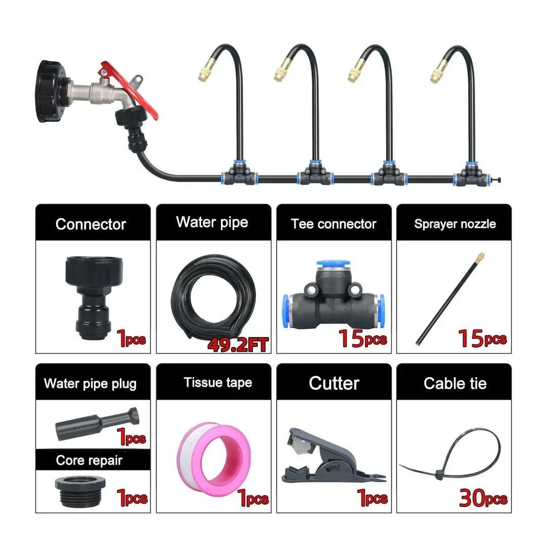 AquaFlex Pro360 Système d'irrigation automatique 20 m | Buses de pulvérisation réglables à 360° | Kit d'irrigation par brumisation DIY | Pour jardin, potager & terrasse