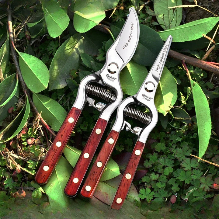 TreeGrip 20 | Sécateur avec poignée en bois | 20 cm | Acier au carbone forgé | Pour branches et arbres fruitiers