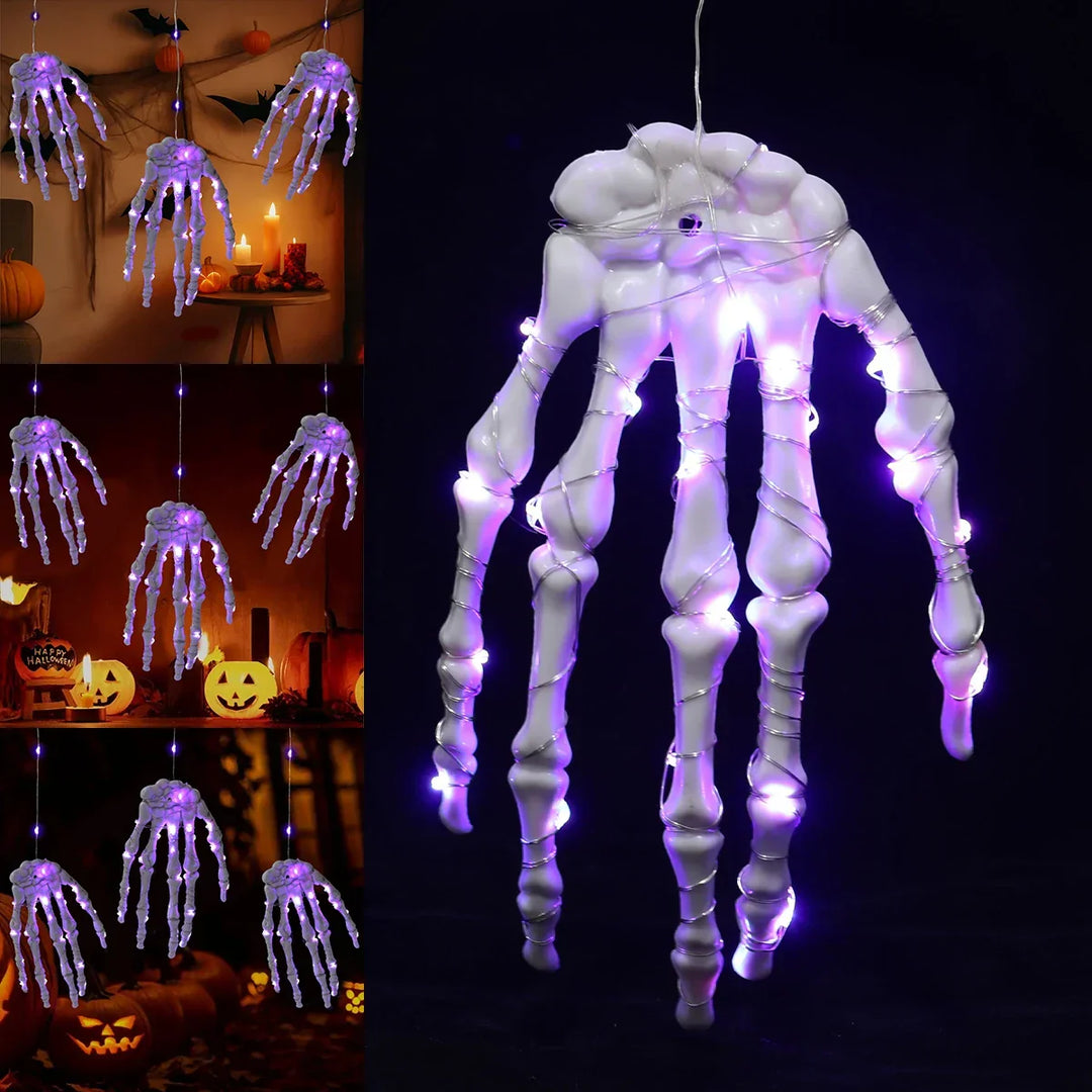 Guirlande lumineuse Halloween BoneGlow | Design main de squelette | Plastique | Décoration de fête