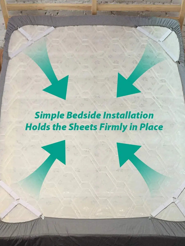 GRIPFIX Ensemble de Supports de Draps-housses | Pack de 4 Étriers de Draps Triangulaires | Réglable & Antidérapant – Pour Matelas, Nappes & Housses