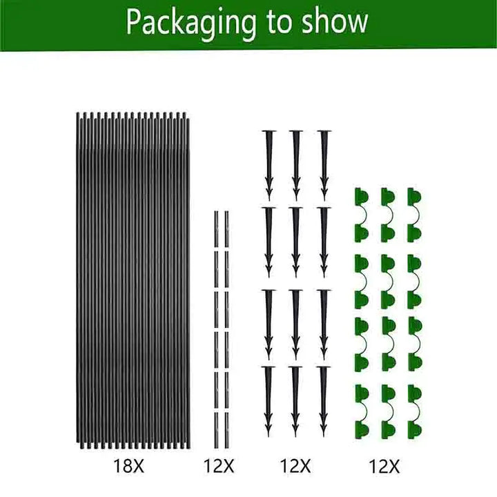 Ensemble de cintres de jardin Plantura FlexGrow en fibre de verre | Tunnel de plantation DIY pour potagers et serres | Résistant à la rouille & Réutilisable | Inclus : connecteurs