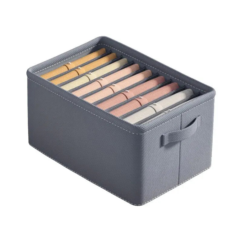 Organisateur de placard OrgaFold avec compartiments | Boîte de rangement en non-tissé | Pliable & Stable | Gris | 44×30×20 cm