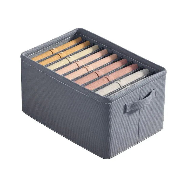 Organisateur de placard OrgaFold avec compartiments | Boîte de rangement en non-tissé | Pliable & Stable | Gris | 44×30×20 cm