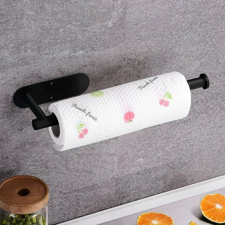 Metallo Porte-papier | Porte-papier de cuisine et de toilette | Acier inoxydable | Sans perçage ni vis | Argent/Noir/Or