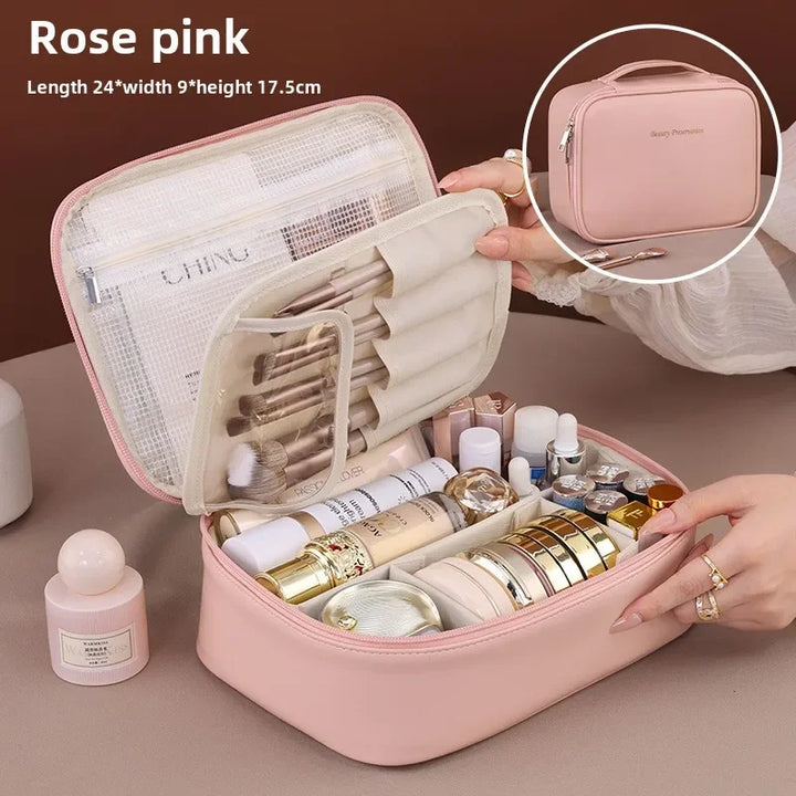 VELINIA Trousse de maquillage pour femmes | Grande capacité | Résistante à l'eau & Luxueuse | Cuir PU