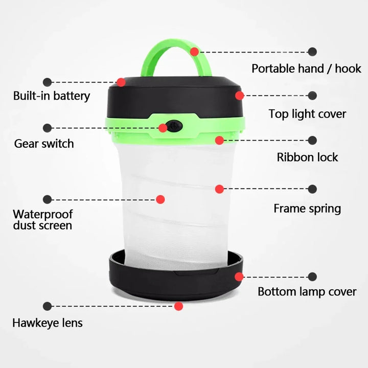 LumaTrail Lampe de Camping LED | Pliable & Ultra-légère | 3 Modes d'Éclairage | Lampe de Poche & Lanterne en Un