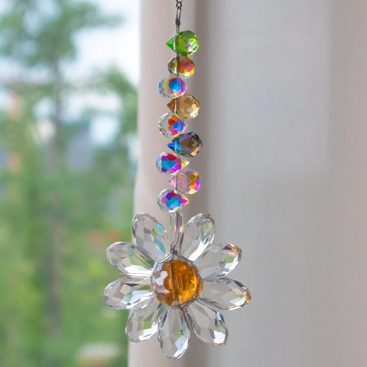 Attrape-lumière Kristall-Suncatcher LumiMargarita | Attrapeur de pluie K9-Daisy | Décoration de fenêtre et de jardin | 32 cm | Idée cadeau pour la maison
