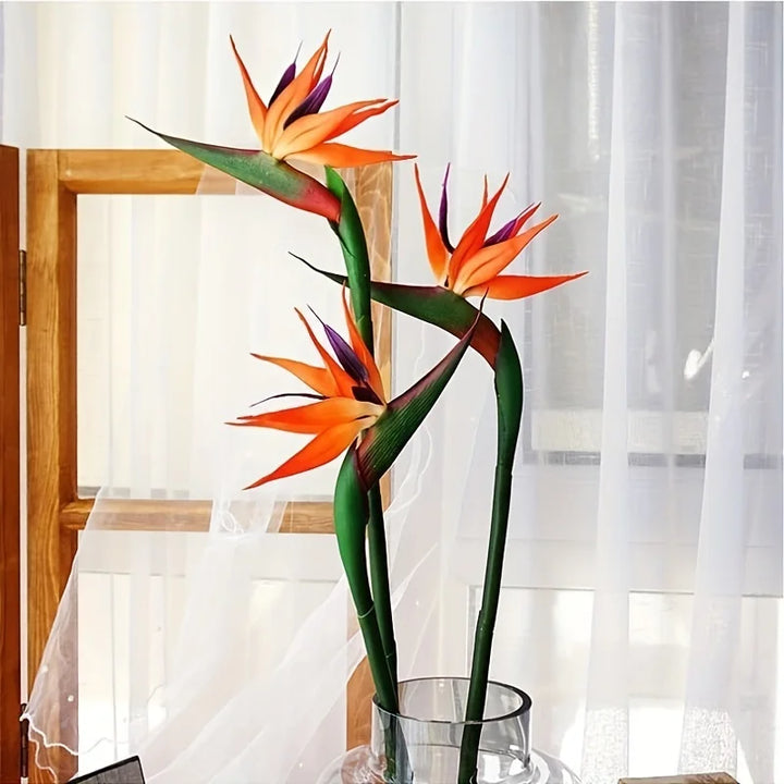 Floriva Ensemble de 3 Fleurs Artificielles de Strelitzia | Fleurs Oiseau de Paradis | Tiges de 24,5 cm | Décoration pour la Maison, Bureau & Événements