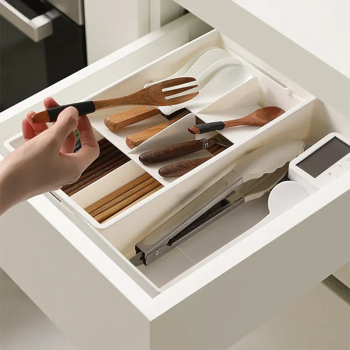 Organisateur de tiroirs FlexiStore pour cuisine | Extensible & avec des séparateurs | Plastique | Système d'organisation