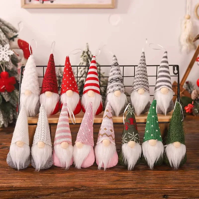 NordiTomte Lutins de Noël 3 pièces | Tissu tricoté & peluche | Décoration suspendue pour sapin de Noël & maison | Gnomes scandinaves