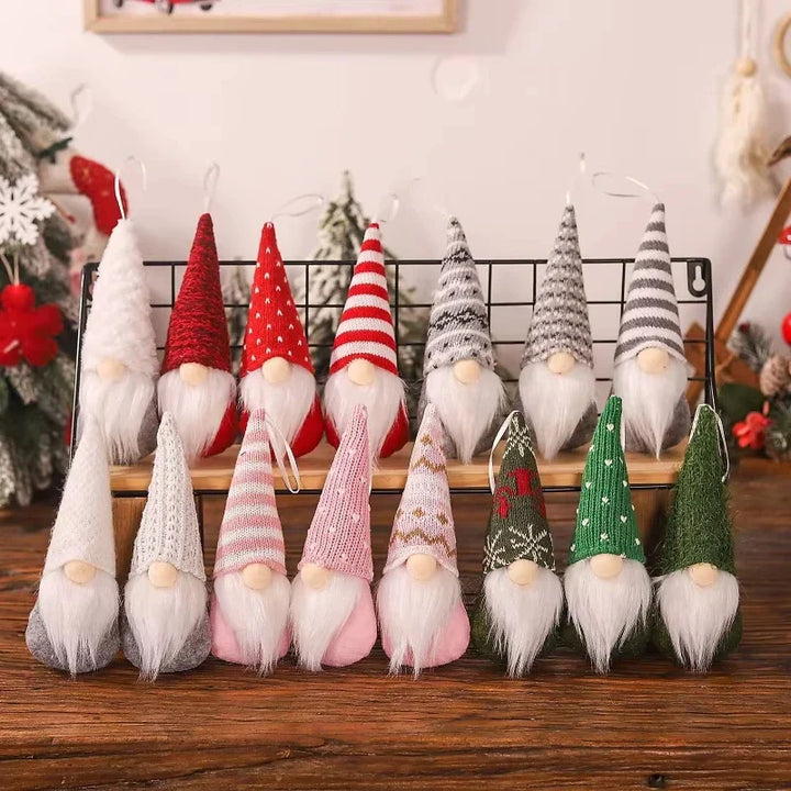 NordiTomte Lutins de Noël 3 pièces | Tissu tricoté & peluche | Décoration suspendue pour sapin de Noël & maison | Gnomes scandinaves