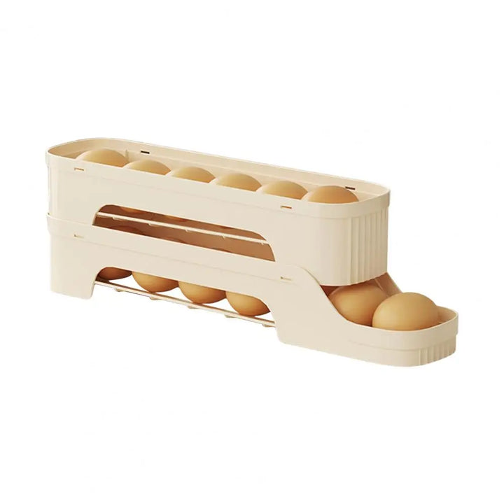 Boîte à œufs RolloMaxx | Organisateur à œufs à 4 niveaux | Gain de place & auto-roulant | Design transparent