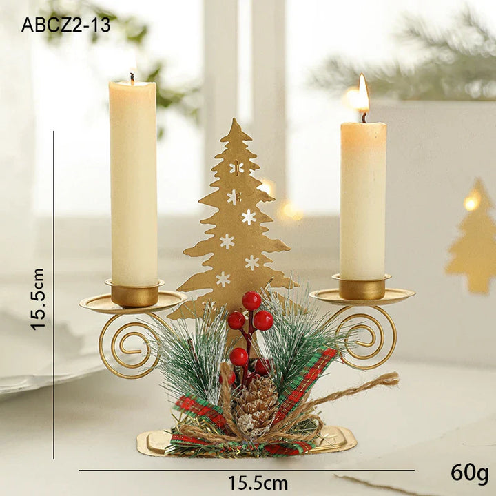 Support de bougie LumiNoel | Bougeoir de Noël en fer doré | Flocon de neige, étoile, arbre & renne | Décoration de table pour Noël & Nouvel An