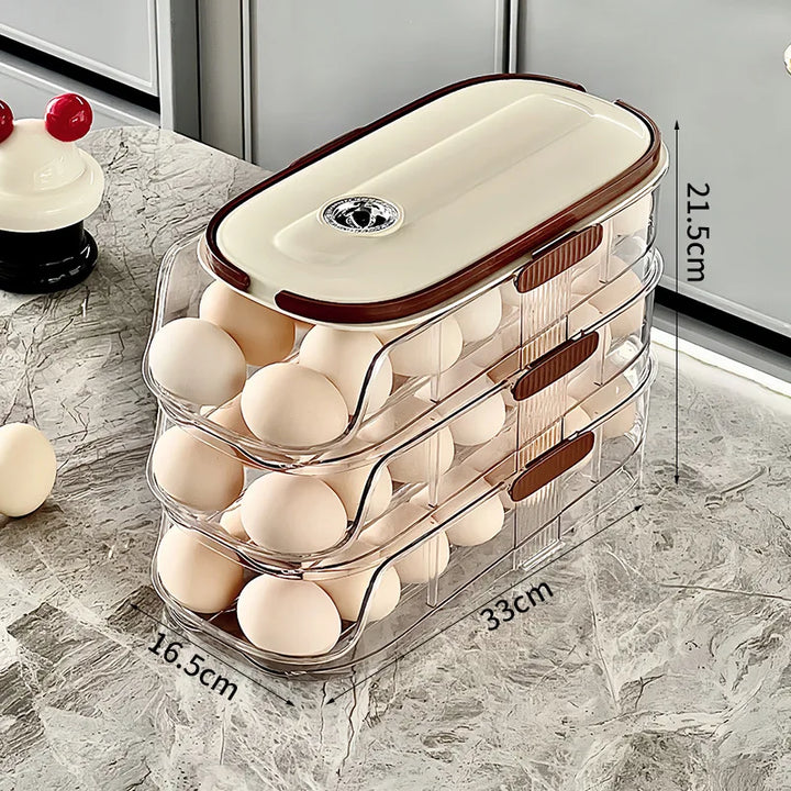 RollEgg Max | Support à œufs automatique pour réfrigérateur | Organisateur à œufs empilable en plastique transparent