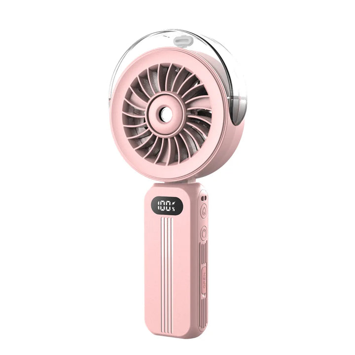 Mini-Ventilateur Breezora Pro | Pliable & Portable | Avec Fonction Spray & Chargement USB | Pour Main, Bureau & Collier
