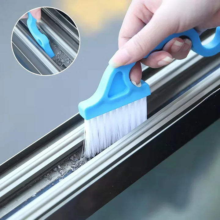 CleanEdge | Brosse et grattoir 2-en-1 | Pour cuisine, salle de bain & cadres de fenêtres | Bleu