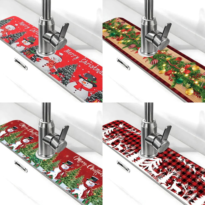 Tapis de lavage de Noël Nordivelle | Absorbant & Antidérapant | Lavable | Décoration de Noël festive pour la cuisine & la maison