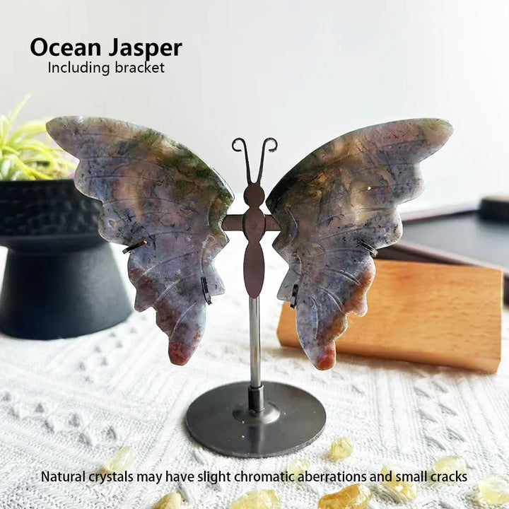 Papillon en cristal Amethera | Sculpté à la main en pierre naturelle | Ailes en améthyste | Décoration & cadeau