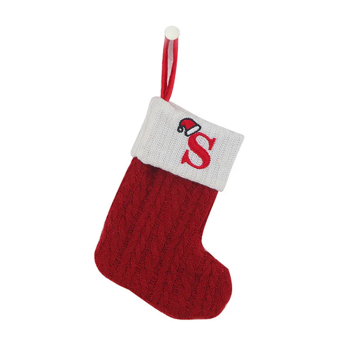 Chaussette de Noël SnowKnit | Tricotée avec un motif de flocons de neige | Décoration de Noël & idée cadeau | 25×15 cm