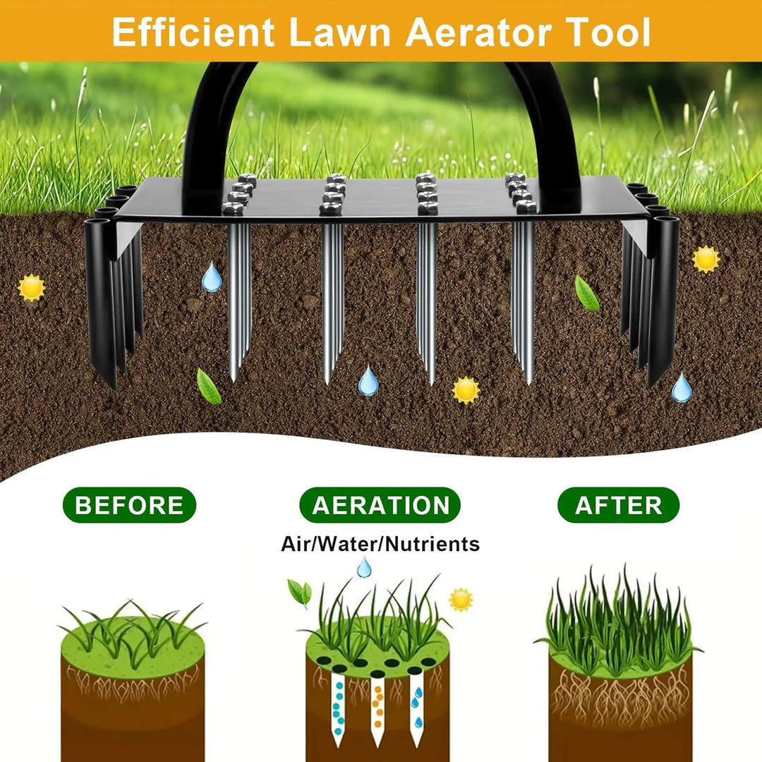 Verdex AirCore Pro Aérateur de pelouse 2-en-1 en acier | Avec 16 pointes et 8 carottes de sol | Pour jardin, pelouse et entretien du sol
