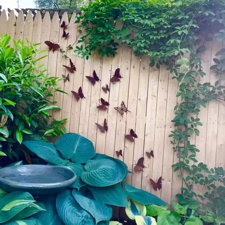 Rustalina Ensemble de 15 Papillons en Métal à Effet Rouillé | Décoration Murale pour Jardin, Clôture & Troncs d'Arbre | Résistant aux Intempéries & Vieilli Naturellement