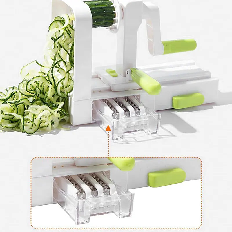 SpiraChef Coupe-légumes en spirale | Coupe-légumes & Râpe 5-en-1 | Avec ventouse et design pliable | Pour Zoodles, légumes & fruits