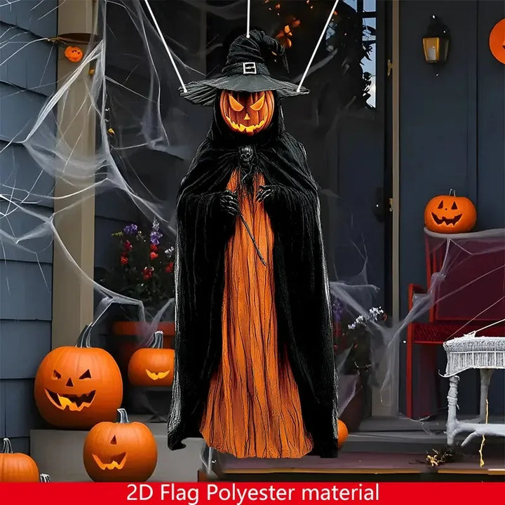 Décoration Murale Halloween ShadowPumpkin | Homme Citrouille Maléfique | Tissu de Fond 2D | Pour Intérieur & Extérieur