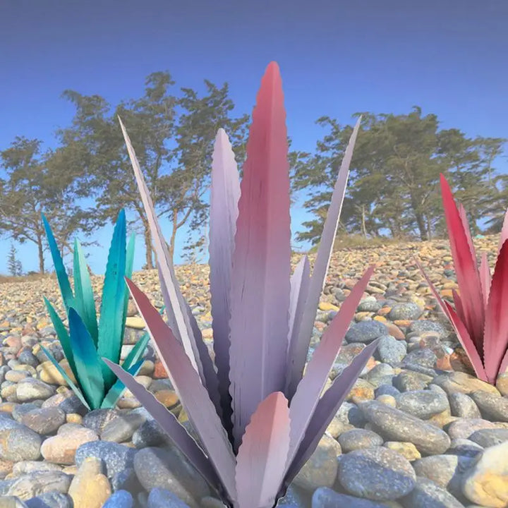 Floraza Métal Agave Sculpture | Décoration de jardin artisanale | Résistante aux intempéries & Élégante | 29 × 29 × 45 cm