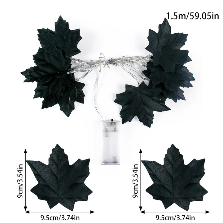Guirlande d'automne AutumnGlow | 1,5 m | Décoration feuilles d'érable & citrouilles | 5 LED Blanc chaud