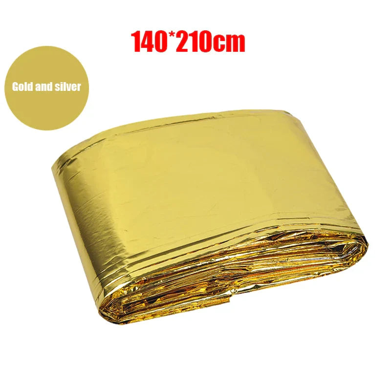 RescueShield | Couverture de secours | Réfléchissante & Imperméable | 210 × 130–160 cm | Argent/Or