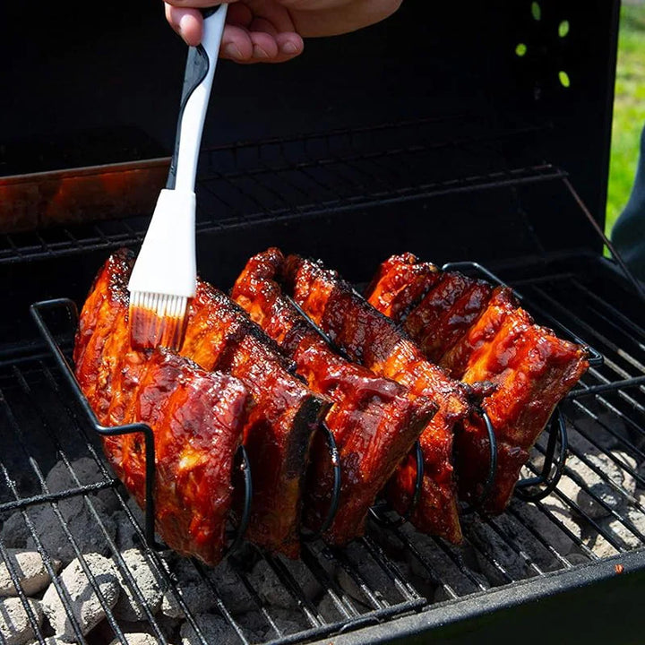 Support à côtes GrillMeister Pro | Pour 4 racks | Antiadhésif | Pour barbecue à gaz et four