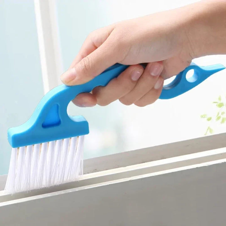 CleanEdge | Brosse et grattoir 2-en-1 | Pour cuisine, salle de bain & cadres de fenêtres | Bleu