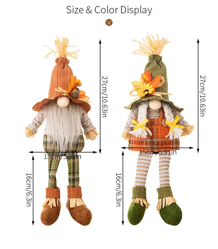 Gnome d'Halloween avec Citrouille | Avec Citrouille, Tournesol & Feuille d'Érable | Figurine décorative pour Action de Grâce & Automne