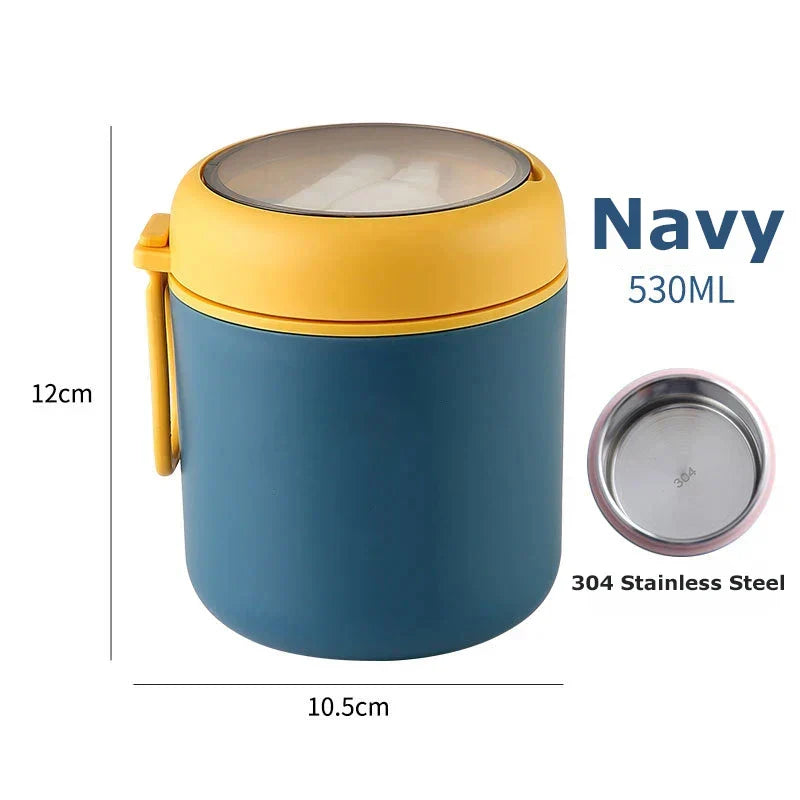 ThermoMea Récipient Thermique en Acier Inoxydable | 530 ml / 710 ml | Tasse Isolée pour Soupe & Déjeuner | Étanche & Durable