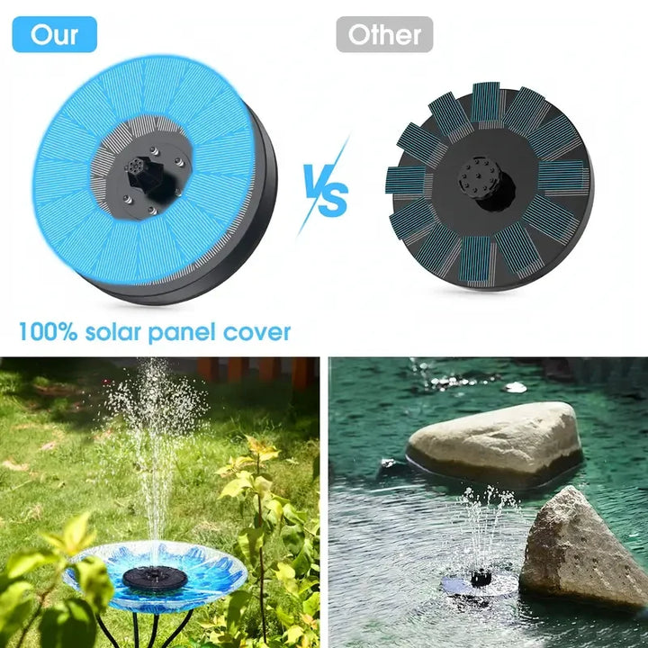 Fontaine Solaire LumiFonte 3.5W | Avec LED RGB & 6 buses | Batterie 1500 mAh & Système de filtration | Pour bain d'oiseaux, étang & jardin