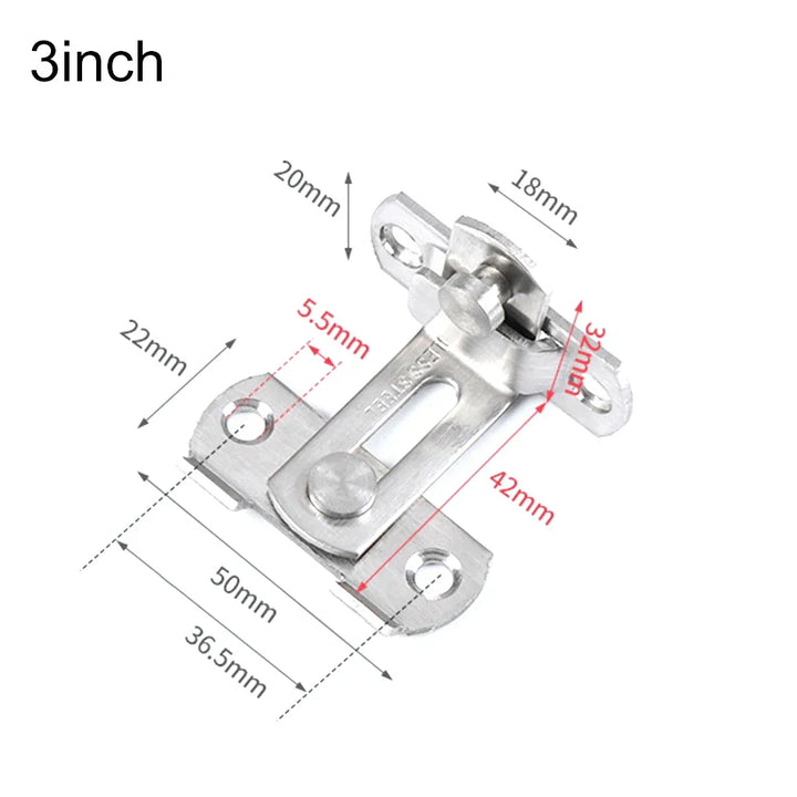 Verrou à pêne en acier SteelGuard 90Secure | Verrou à pêne à 90° en acier inoxydable | Pour portes coulissantes, armoires et caves à vin | 7,6 cm
