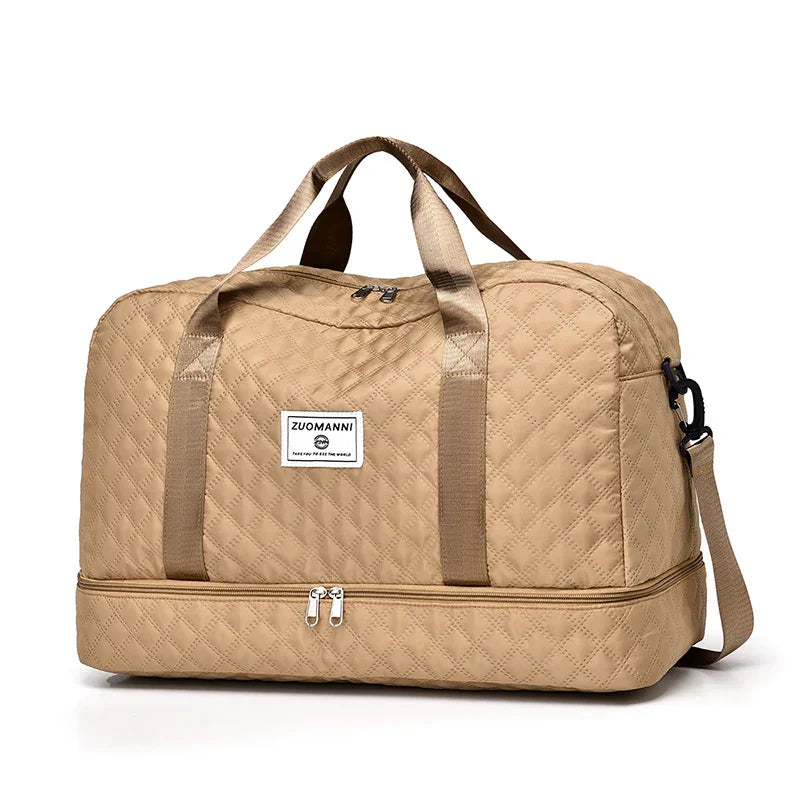 Raumio TravelFlex Sac de voyage léger avec motif en losange | Grand sac de sport et de week-end avec compartiment à chaussures et compartiment humide | Adapté aux bagages à main et pliable