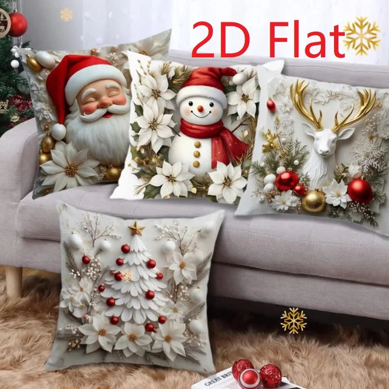 Nordzauber | Housse de coussin de Noël | Blanc avec motif « Happy 2026 » | 45 × 45 cm | Décoration festive pour canapé, lit & voiture