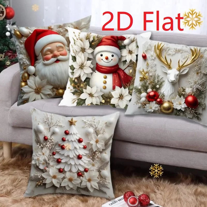 Nordzauber | Housse de coussin de Noël | Blanc avec motif « Happy 2026 » | 45 × 45 cm | Décoration festive pour canapé, lit & voiture