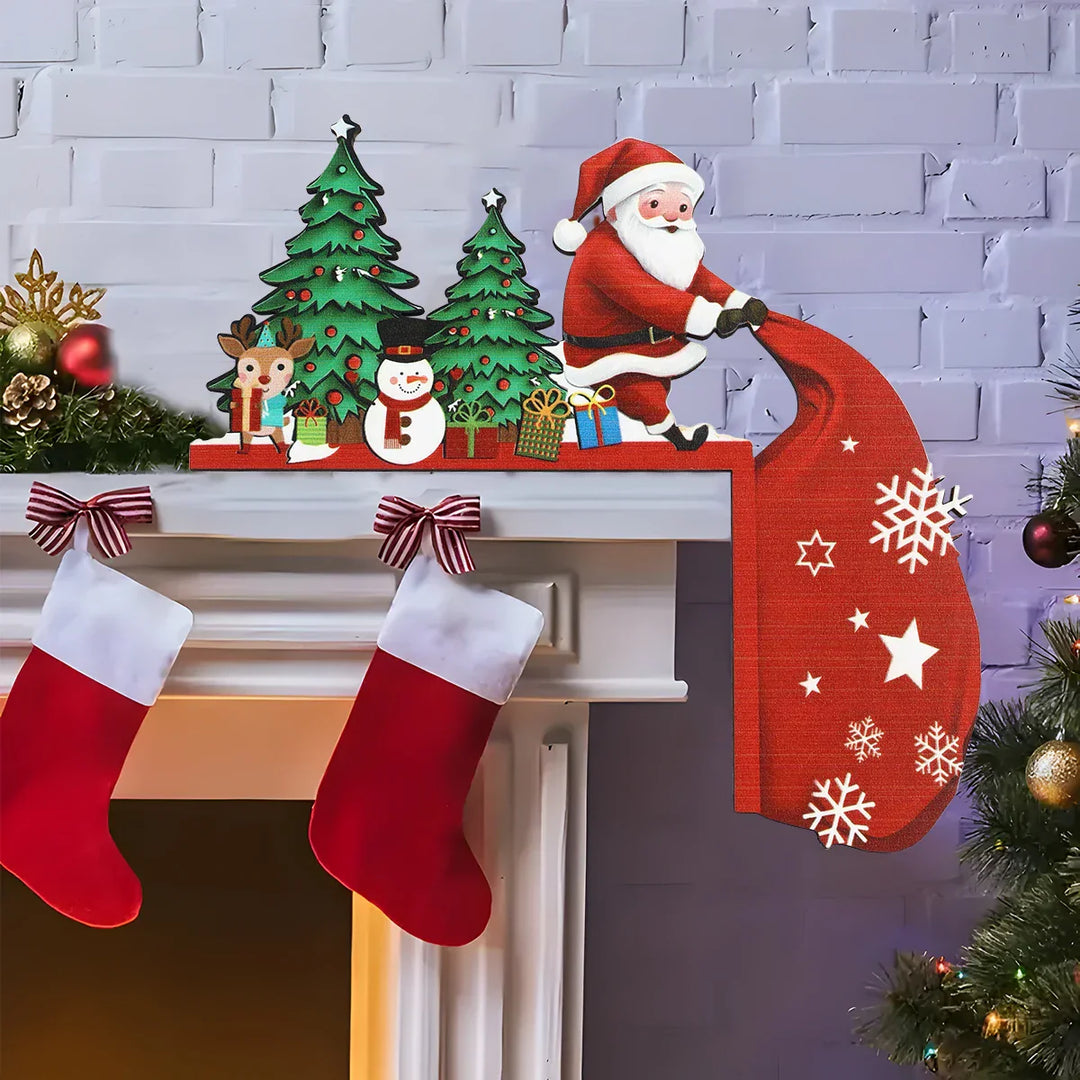 Décoration en Bois de Noël FrostiHome | Père Noël & Bonhomme de Neige | Plaque de Porte & Décoration d'Angle en Bois | Noël & Nouvel An 2026