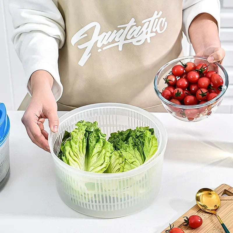 Essoreuse à salade Friscola SpinFresh | Essoreuse à légumes et salades vertes | Essoreuse manuelle avec passoire et bol | Pour laver et sécher la salade