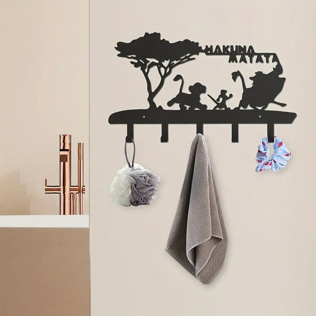 KeyLuma Porte-clés mural | Support de clés en métal avec 5 crochets | Crochet mural noir avec motif décoratif | Design robuste & Surface de haute qualité