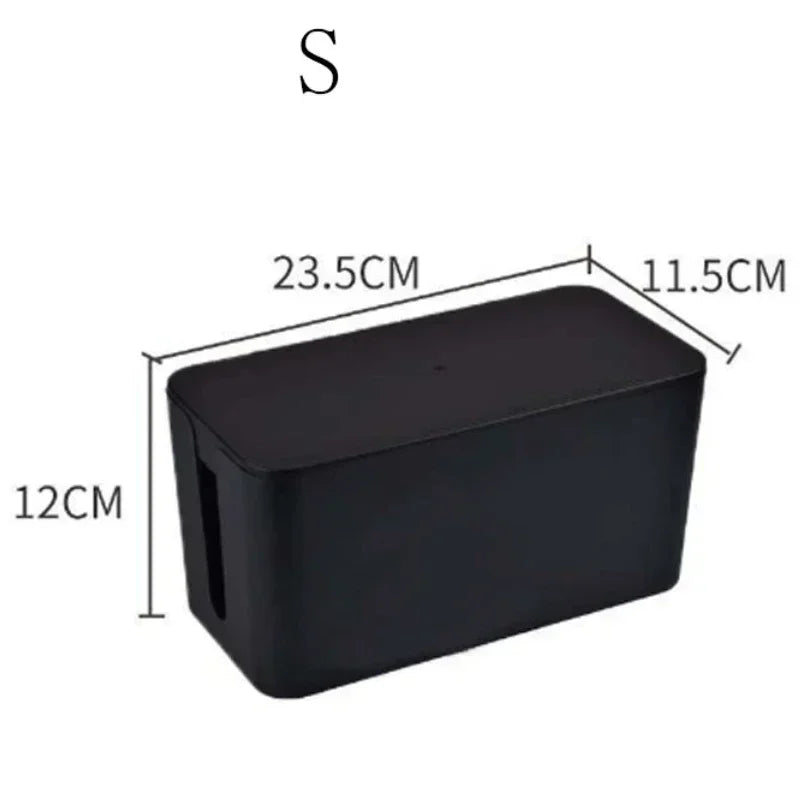 Kabelux Boîte à câbles avec couvercle | 32×13×12 cm | Organisateur de prises et de câbles de chargement | Protection contre la poussière pour adaptateurs et routeurs