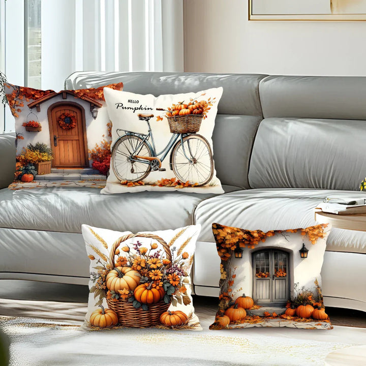LaubTraum | Housse de coussin décoratif rétro-automne | Accent décoratif pour le canapé | Polyester 45×45 cm