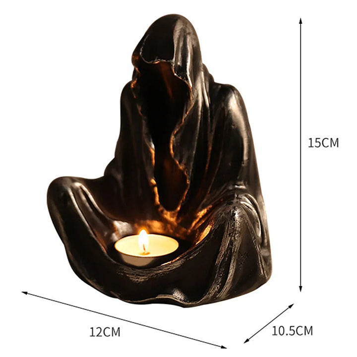 Noctura Porte-Tealight Fantôme | Décoration Halloween & Support de Bougie | Figurine en Résine Fantôme Sans Visage | 15×12×10,5 cm