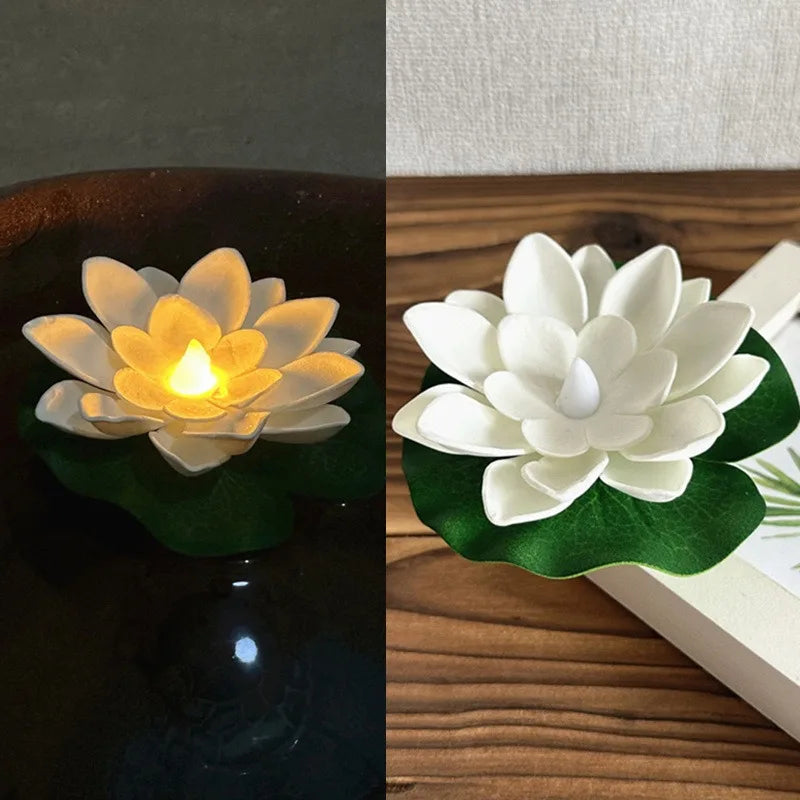 Lampe Lotus Flottante LUMILYA | Capteur d'eau LED | Lumière Blanc Chaud | Pour Étang, Jardin & Fêtes