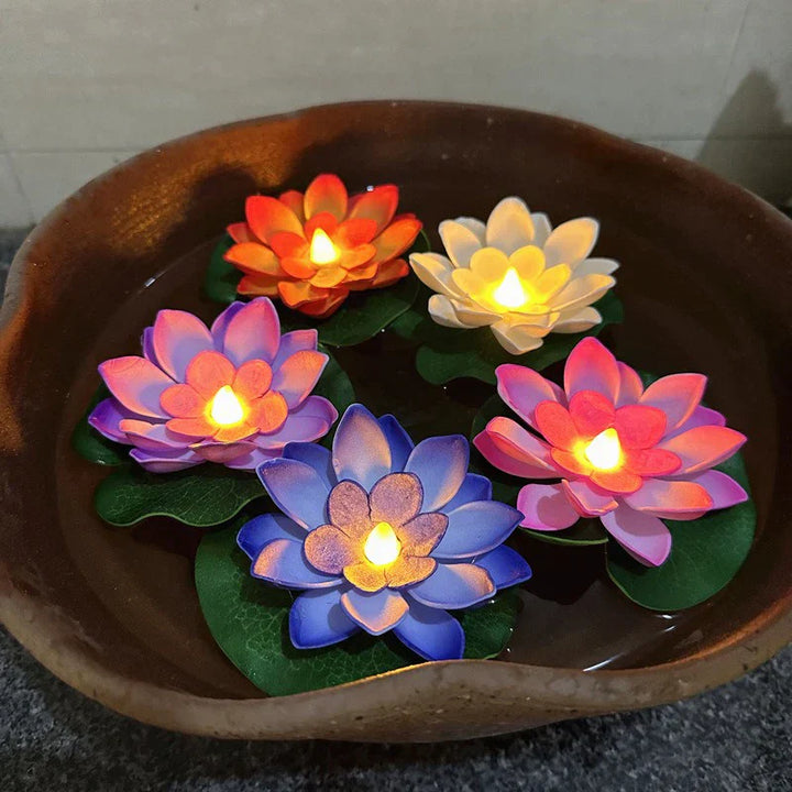 Lampe Lotus Flottante LUMILYA | Capteur d'eau LED | Lumière Blanc Chaud | Pour Étang, Jardin & Fêtes