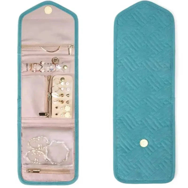 Trousse à bijoux Velmora Roll | Pliable & Gain de place | Pour les voyages & à la maison | Aspect velours en 3 couleurs