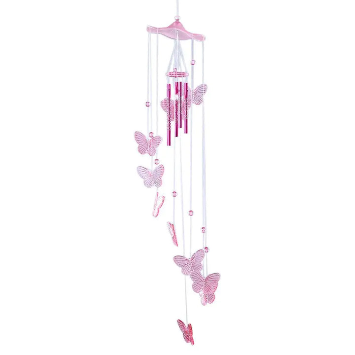 Carillon Klangverve "Luftkuss" | Carillons romantiques avec papillon & cloche | 55 cm Décoration en métal pour jardin, balcon & fenêtre
